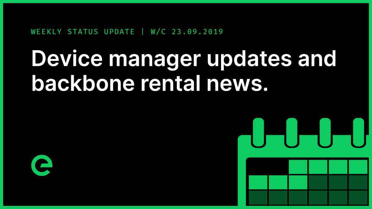 Weekly Update: W/C 23rd September, 2019