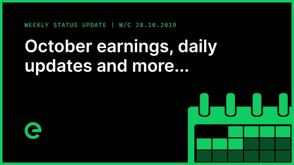 Weekly Update: W/C 28th October, 2019