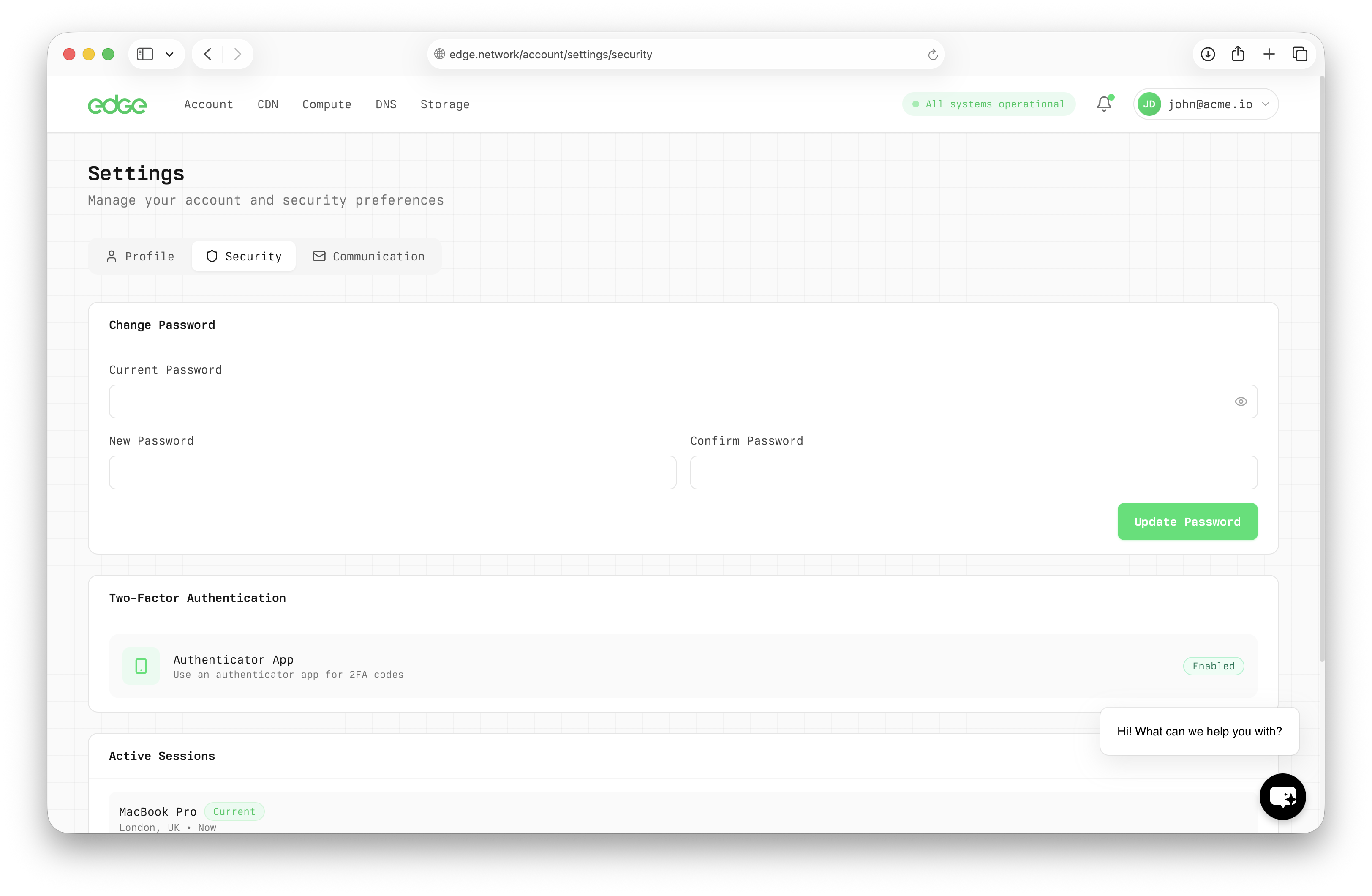 Two-factor authentication setup